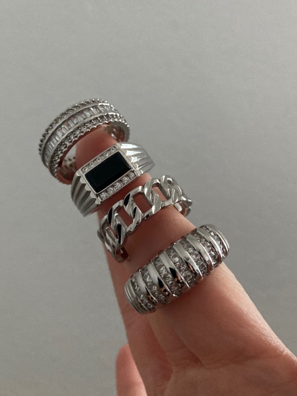 CHILD OF WILD SZ8 Ring SET Silver Stackable layering cocktail Rings Silver Set